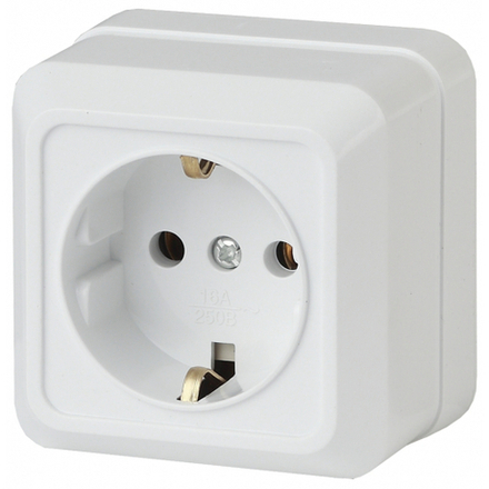 Розетка Intro Quadro 2-202-01 с заземлением 2P+E Schuko 16А-250В IP20 ОУ белый
