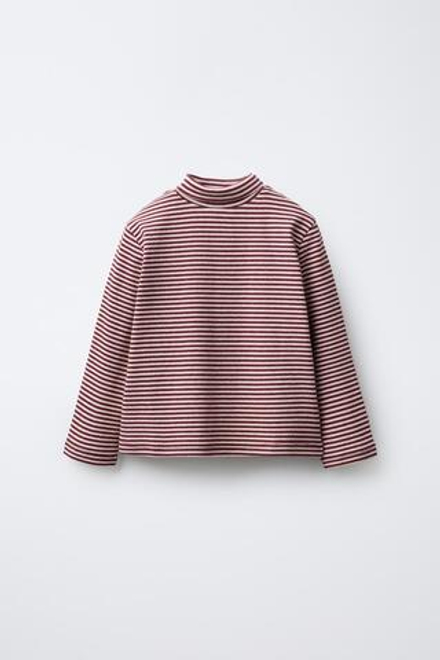 ZARA ТОП С ВОРОТНИКОМ-СТОЙКОЙ, КРАСНАЯ ПОЛОСКА