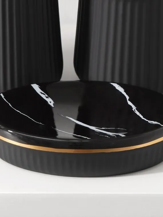 Набор аксессуаров для ванной комнаты SAVANNA Grace, 3 предмета (дозатор для мыла 290 мл, стакан, мыльница), цвет чёрный мрамор