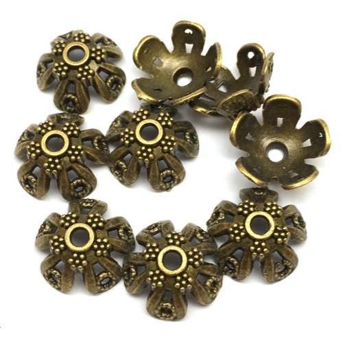 Шапочки для бусин 15х6 мм, под бронзу