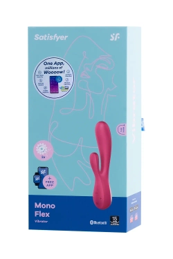 Красный вибратор-кролик Satisfyer Mono Flex с управлением через приложение - 20,4 см.