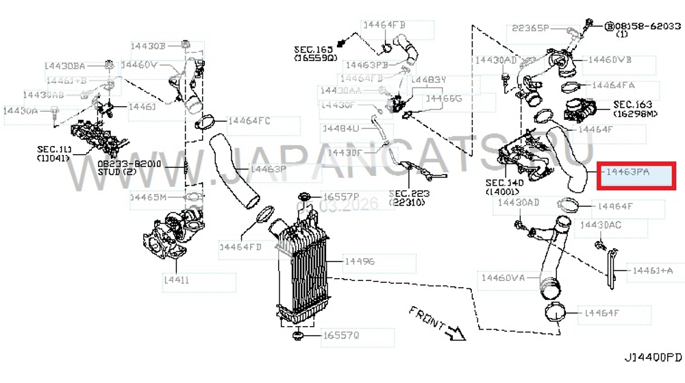 Патрубок интеркулера Nissan Juke (F15) 2011- / RVLT-144631KB0A
