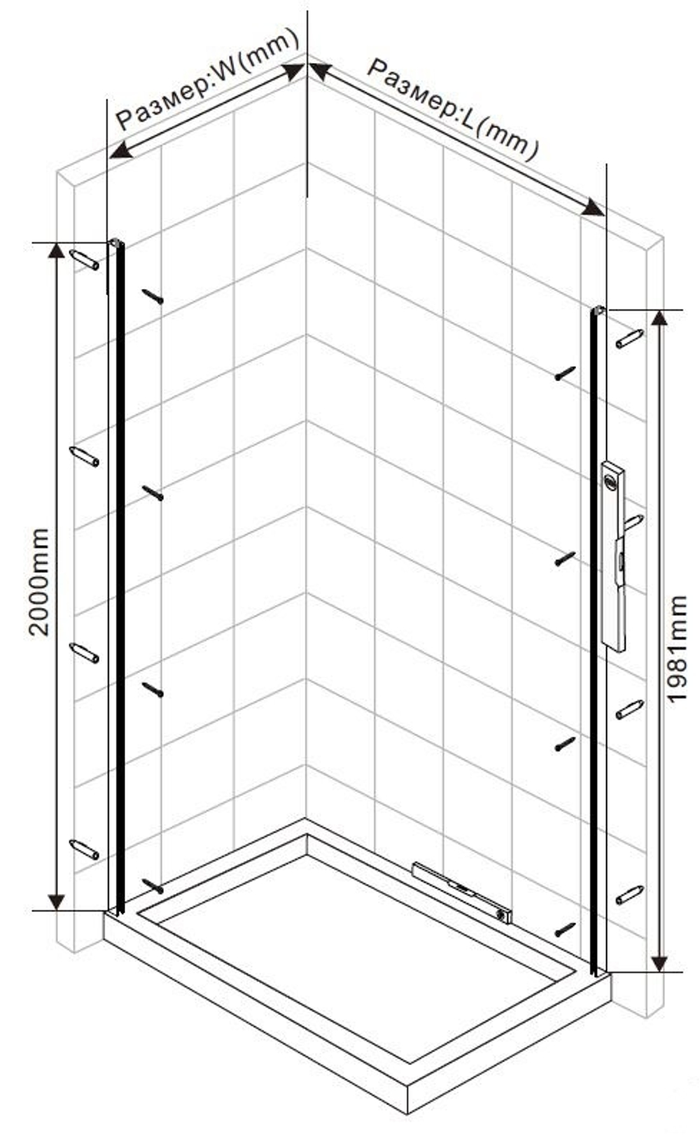Душевой уголок Extra VSR-1E809010CL, 800/900*1000, хром, стекло прозрачное, , шт