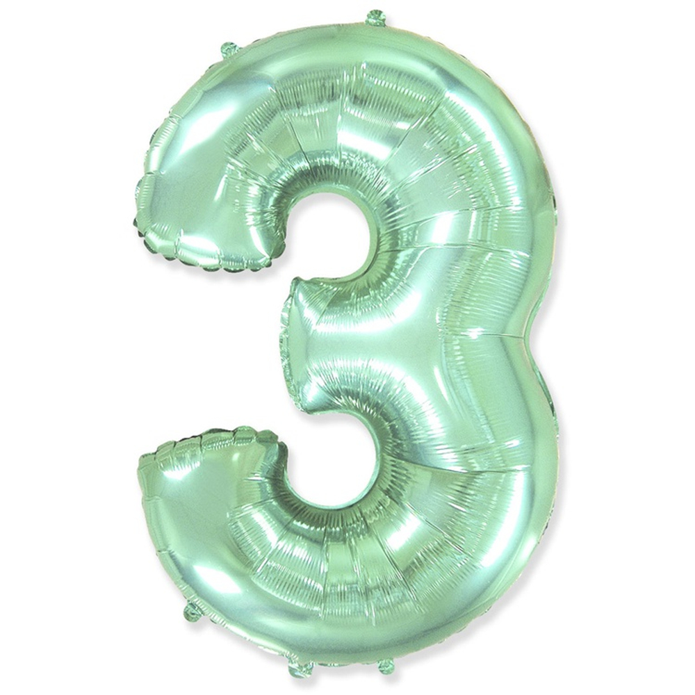 Шар фольгированный Цифра 3 101 см (Мятный)