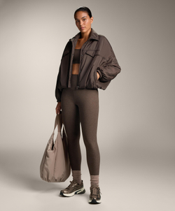 Oysho Спортивный бюстгальтер Comfortlux с перекрещивающимися бретелями и легкой поддержкой, коричневый меланж