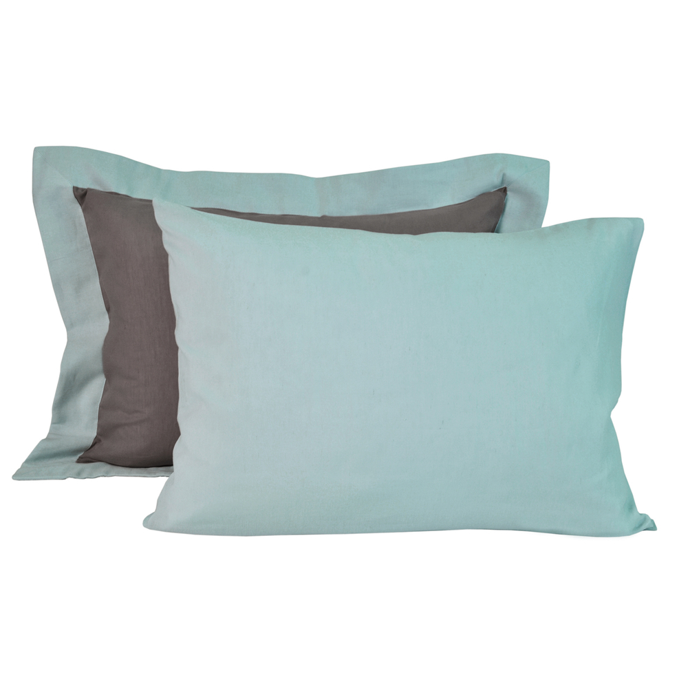 Постельное белье 2 спальное евро Casual Avenue Hampton коричневый-морская пена наволочки