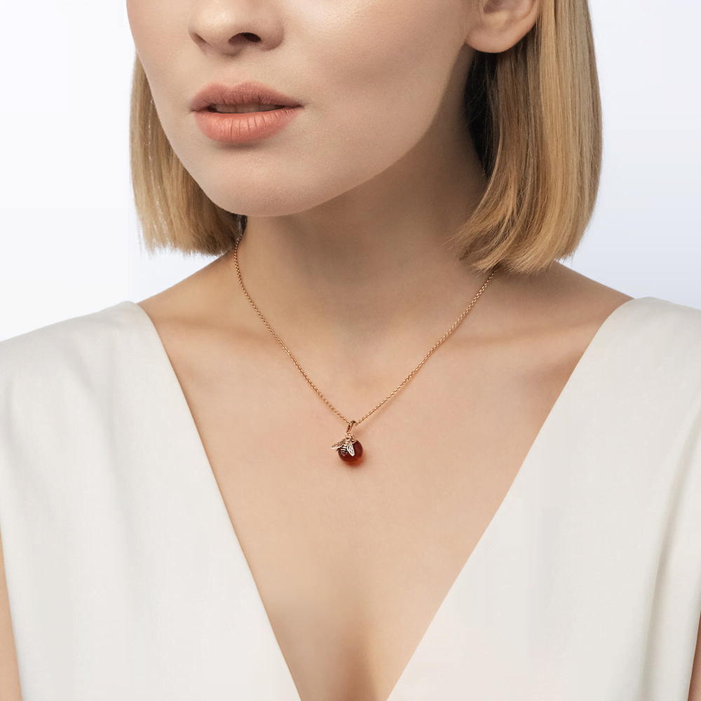 Подвеска «Пчела» из красного золота c янтарём и эмалью Артикул: 03-2612-00-271-1110-46