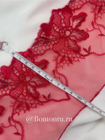 Кружево красное с вышитыми цветами 120 мм