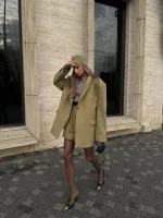 Пиджак оверсайз с объемными плечами, Зеленый