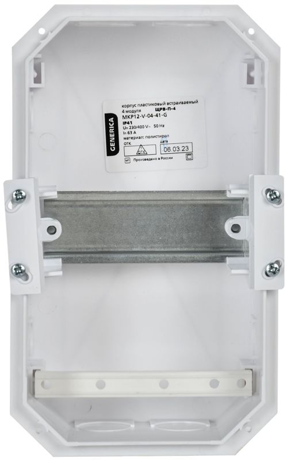 Бокс ЩРВ-П-4 мод. встраив. пластик IP41 GENERICA MKP12-V-04-41-G