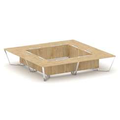 Steel Meet Стол переговорный квадратный MDK-PR.B.SP-20K2 Тиквуд Светлый/Нержавеющая Сталь/Хром 4000*