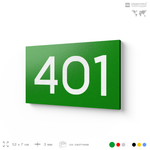 Номер на дверь 401, табличка на дверь для офиса, квартиры, кабинета, аудитории, склада, зеленая 120х70 мм, Айдентика Технолоджи