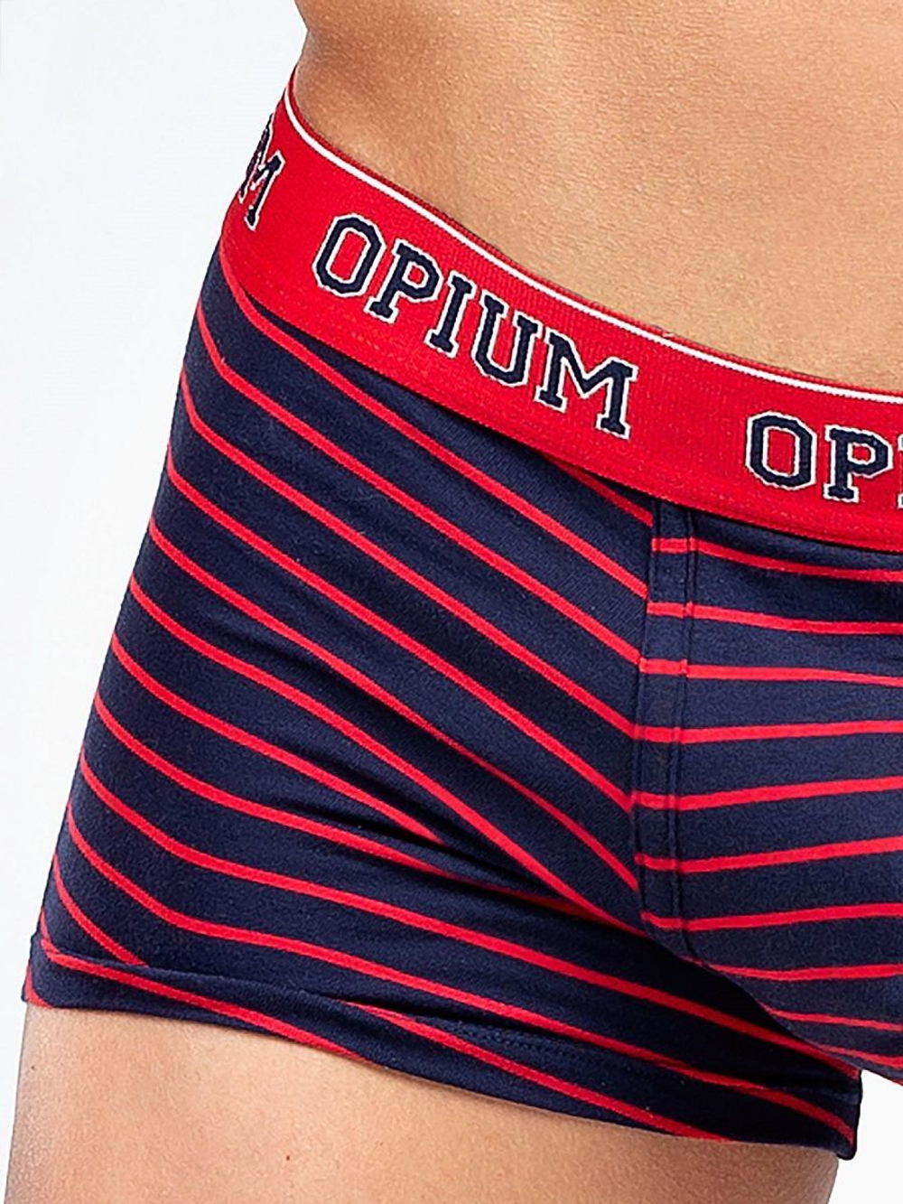 Мужские боксеры в полоску из мягкого хлопкового трикотажа (Размер: XXXL) (Цвет: красный с синим)