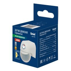 USN-R20 2000W-180R WHITE Датчик движения ИК. 12м. 10сек. 7мин.. IP44. Белый. TM Uniel