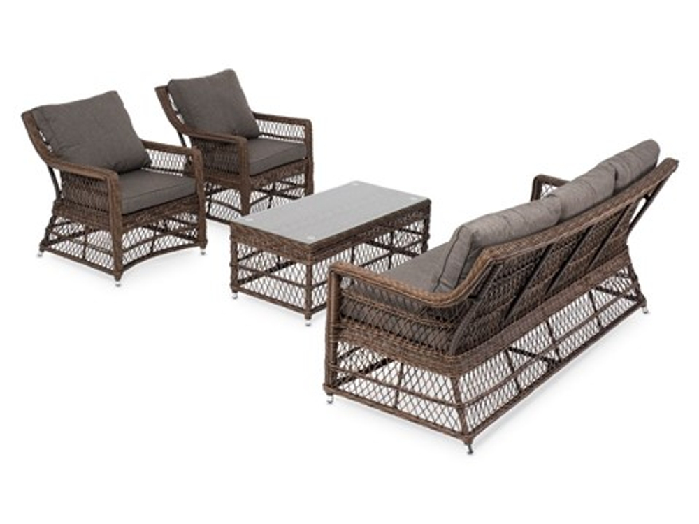 Паунж-зона из искусственного ротанга Гранд Латте коричневый Арт.: GLS3C2T-4-SET brown