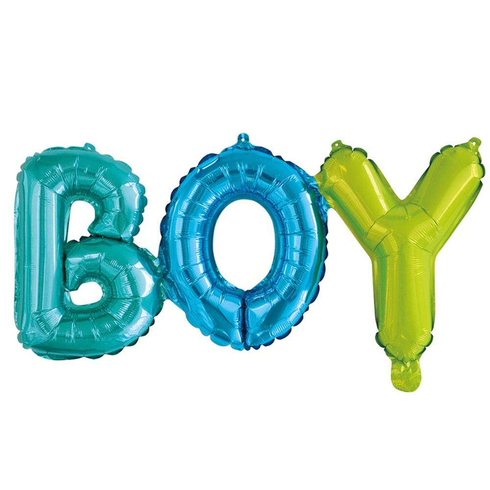 Фольгированная фигура, Набор букв B-O-Y 35 см Мульти