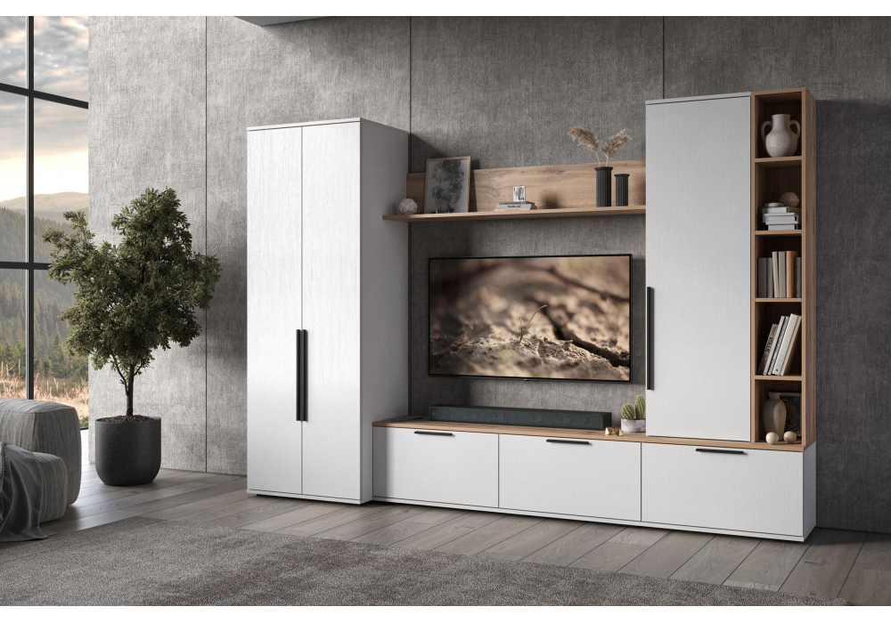 ТВ-тумба Woodville Филеста белый, дуб вотан