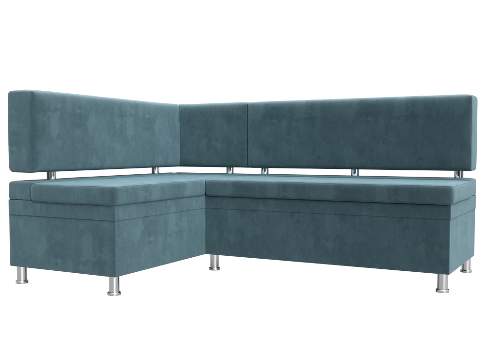 Диван кухонный угловой Стайл левый угол, Бирюзовый, Велюр, 111656L