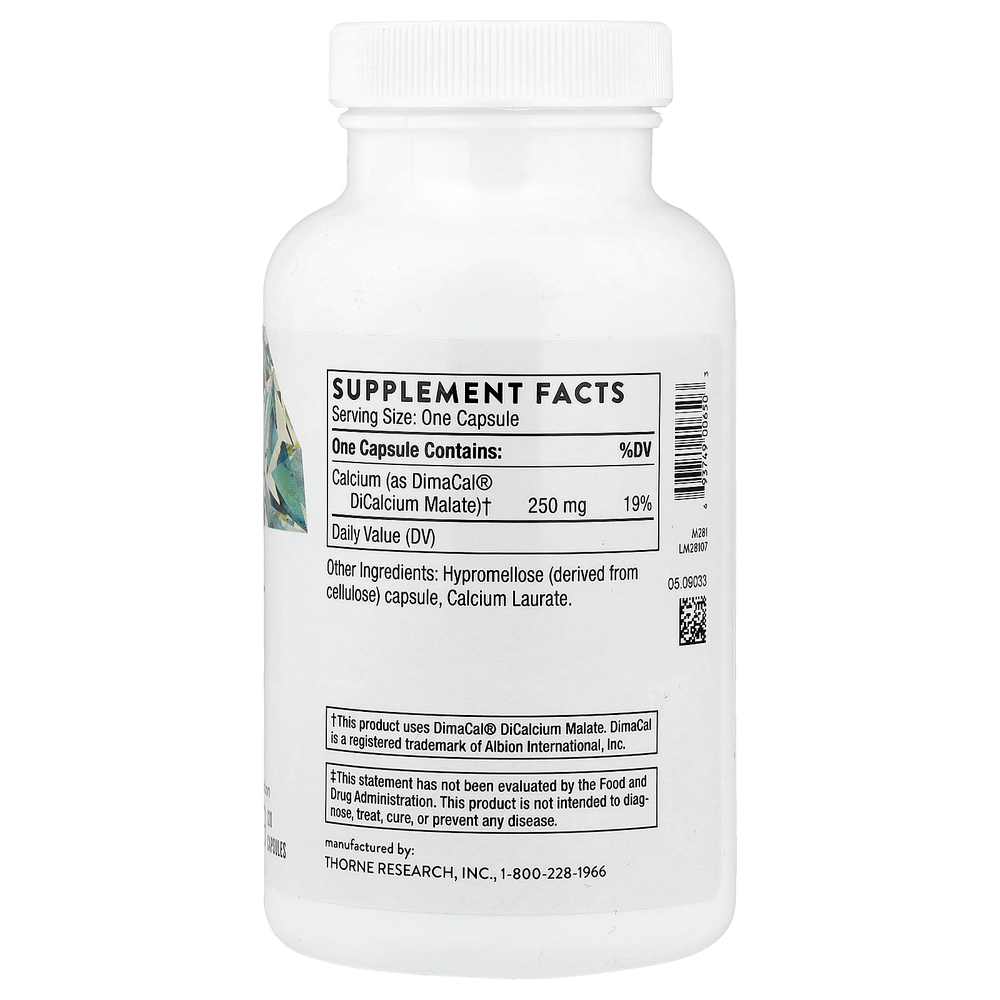 Thorne, кальций, 120 капсул (250 мг в 1 капсуле)