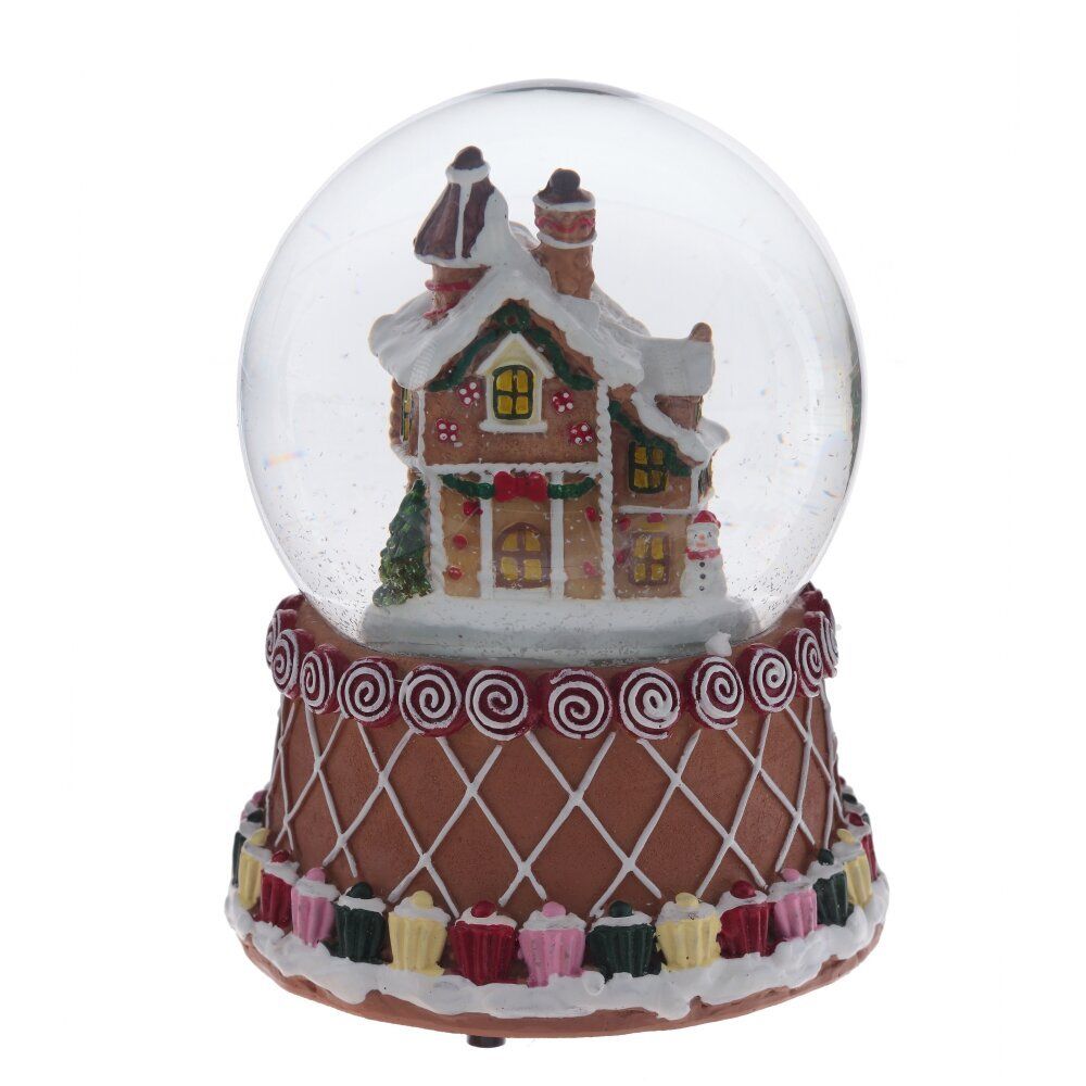 GAEM Фигурка декор в стекл шаре "Пряник" (подсв, муз, вьюга, AAAх3 н/п), D 9.5 см, L10,5 W10,5 H15 см
