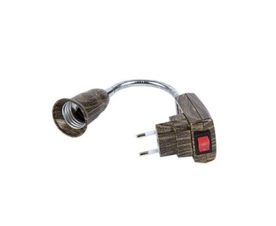 Ecola base Переходник вилка-патрон E27 гибкий 150мм c выключателем Черненая бронза APT7NOEAY