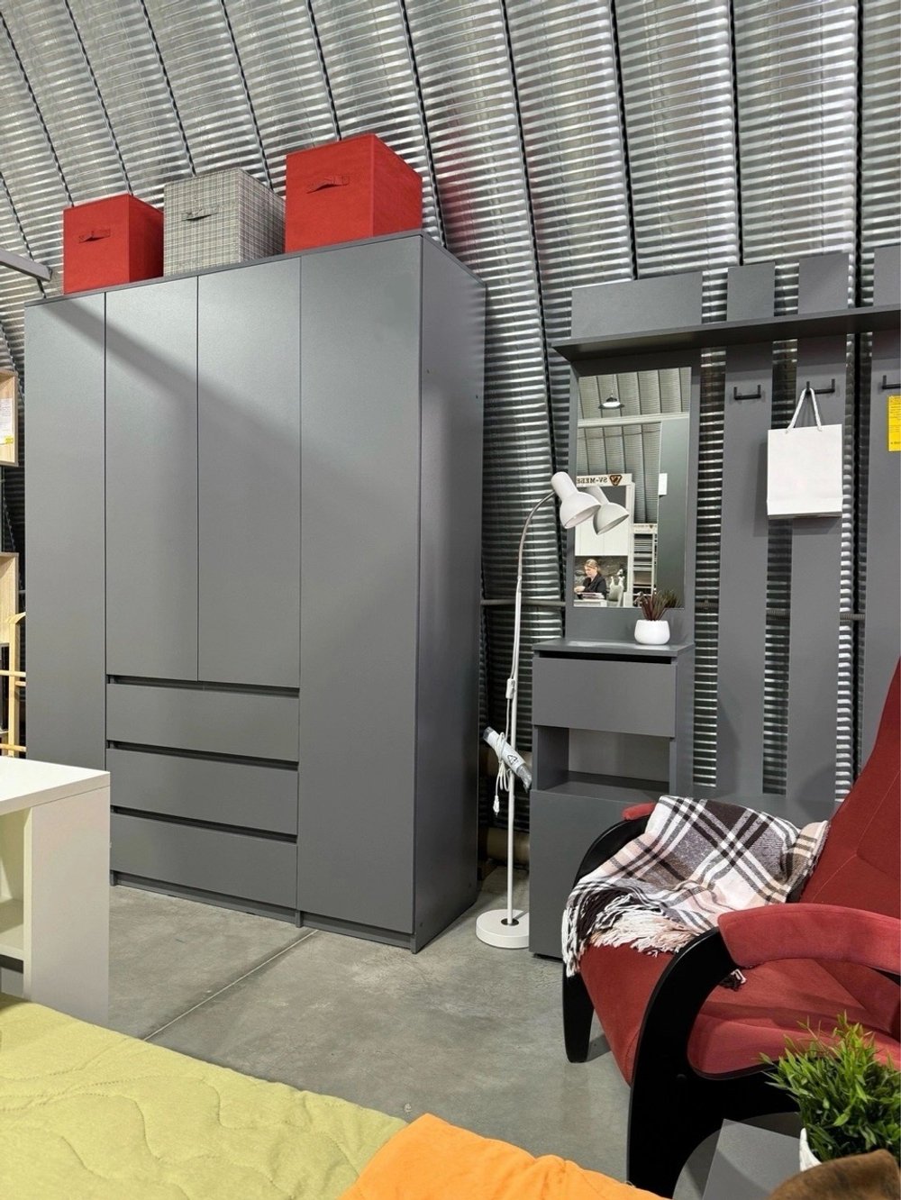 Шкаф 4-створчатый «Денвер» Графит