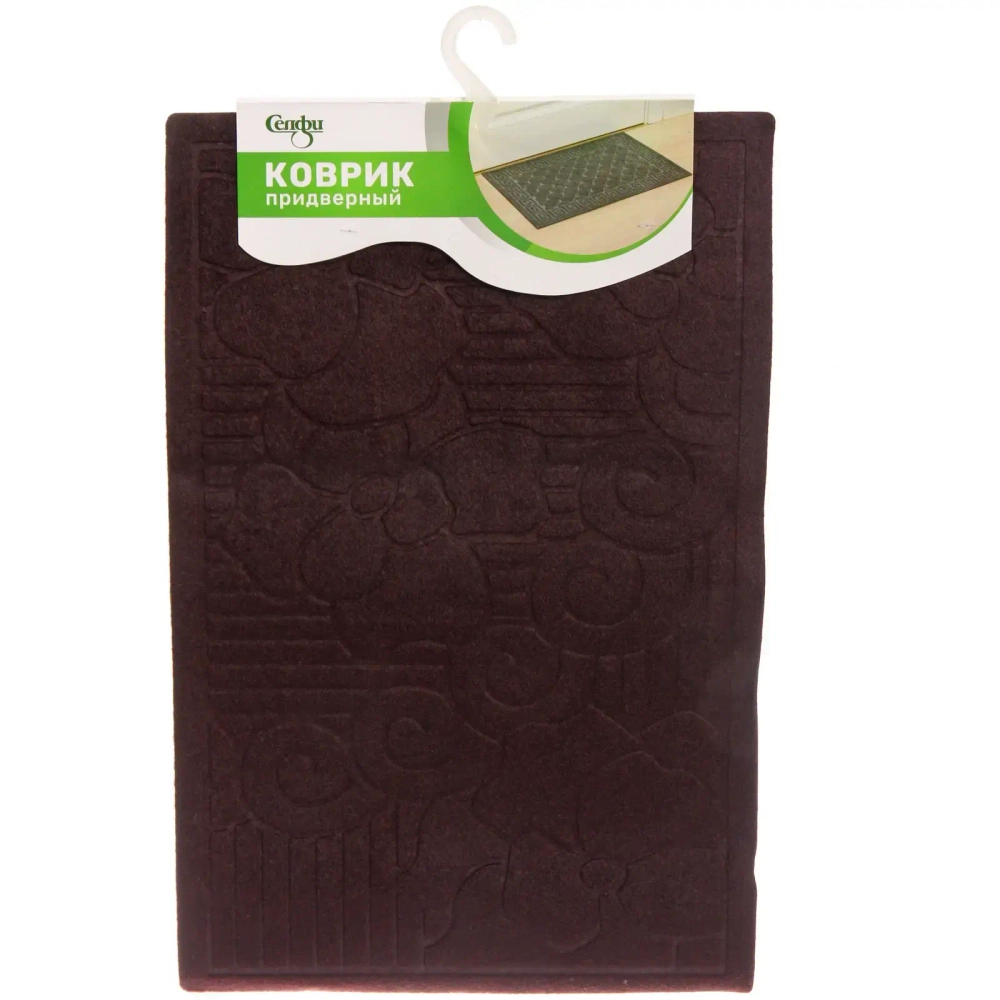 Коврик придверный Селфи 37*57 см цветы коричневый