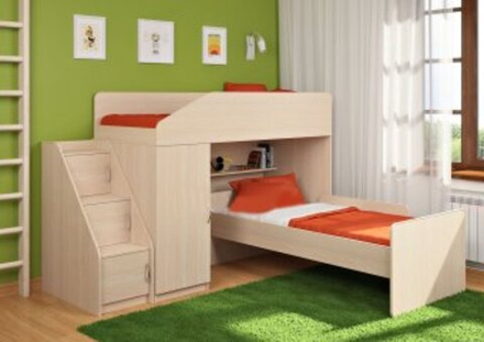 Кровать-чердак КарИВи Легенда 11.7  Дуб Молочный  Дуб Молочный