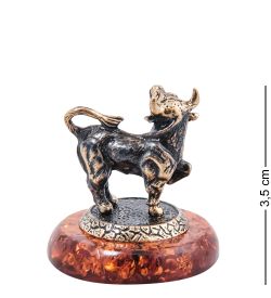 Народные промыслы AM- 567 Фигурка «Знак зодиака - Телец» (латунь, янтарь)