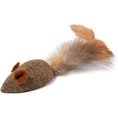 Игрушка для кошек из прессованной кошачьей мяты "Мышка с перьями", 50/110мм, Triol