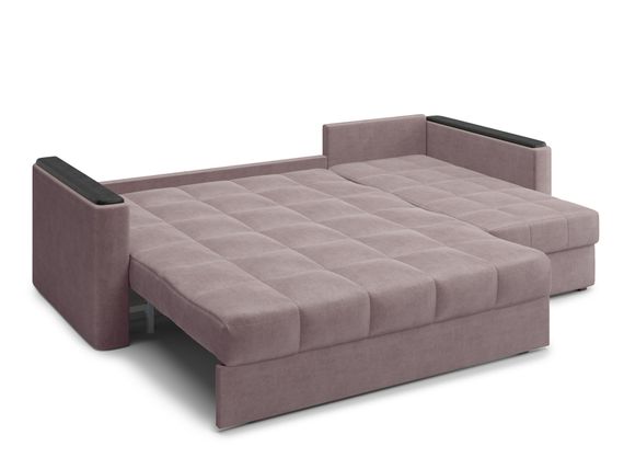 Диван угловой с оттоманкой Неаполь 1,6 - Velutto 22 коричневый/накладка венге