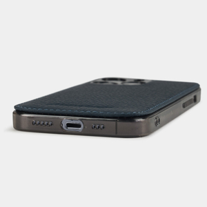 Чехол для iPhone 15 Pro из кожи теленка, синего цвета