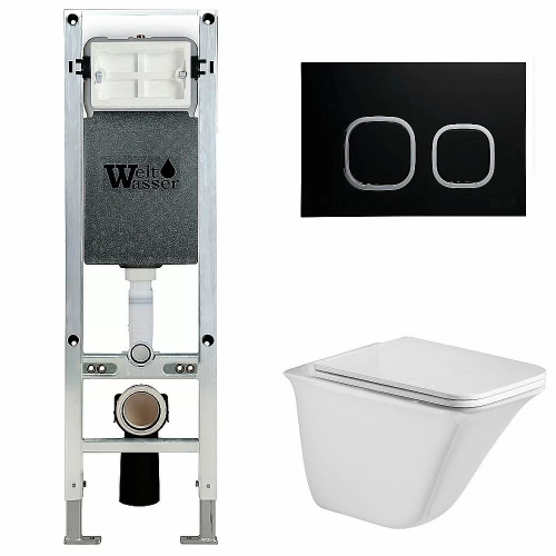 Унитаз с инсталляцией WeltWasser AMBERG 350 ST + ROTBACH 004 GL-WT + AMBERG RD-BL