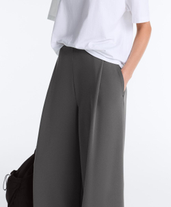 Oysho Широкие брюки пике с высокой посадкой, асфальтовый