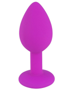 Лиловая малая силиконовая пробка с прозрачным кристаллом