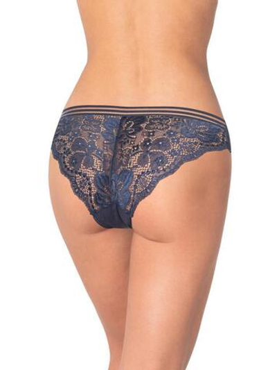 Трусики-бразилиана с ажурной задней частью (Размер: XL) (Цвет: темно-синий)
