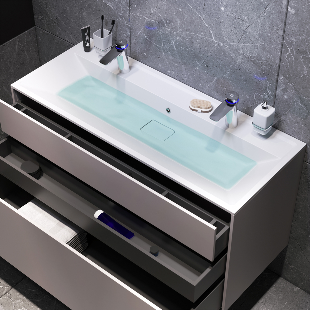 M50AFHX1203EGM Inspire V2.0, База под раковину, подвесная, 120 см, 3 ящика, push-to-open, элегантный