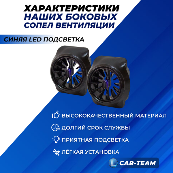 Боковые сопла панели приборов ВАЗ 2110, 2111, 2112 (европанель) в стиле AMG с синей подсветкой