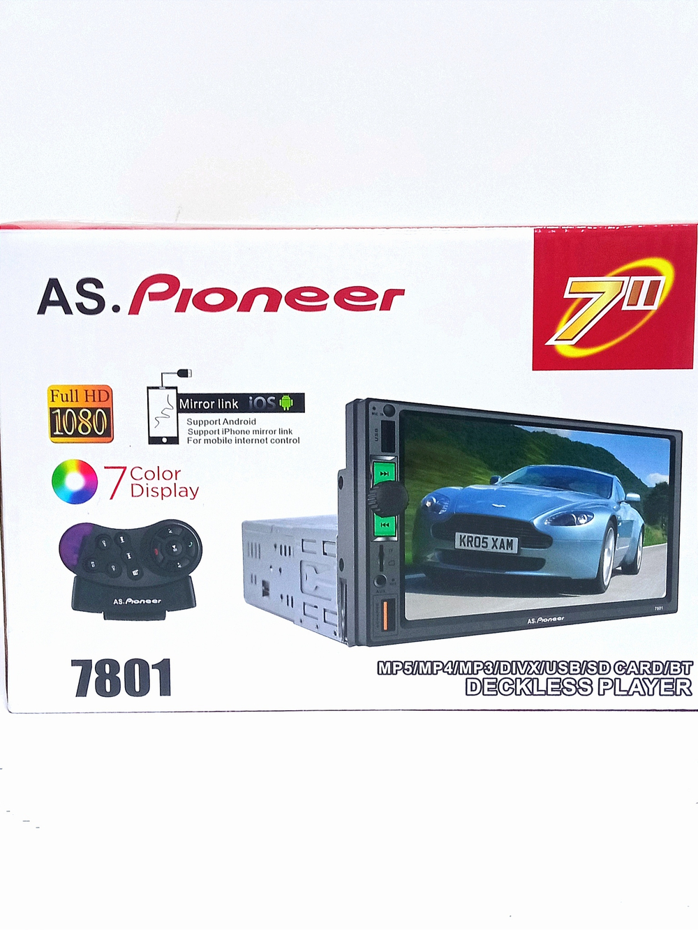 Автомагнитола DVD AS.Pioneer 7801 (1Din/7"/пульт)