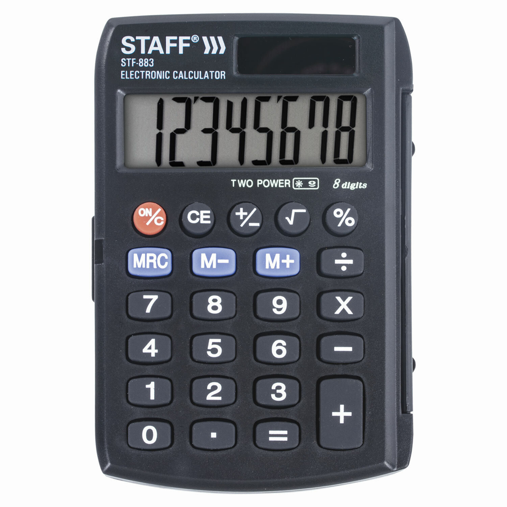 Калькулятор карманный STAFF STF-883 (95х62 мм) 8 разрядов двойное питание (2 штуки в упаковке)