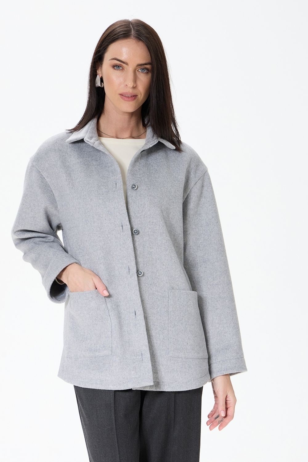 Куртка-Бостон серая шерсть