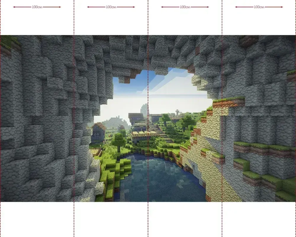 Фотообои флизелиновые 400х230см. на стену. Серия KIDS ARTDELUXE. Мир Майнкрафт. Обои дизайнерские, эксклюзивные для детской комнаты мальчика/девочки.