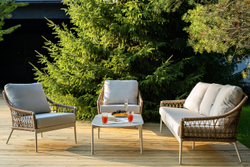 "Венеция" лаунж-зона из искусственного ротанга, цвет соломенный