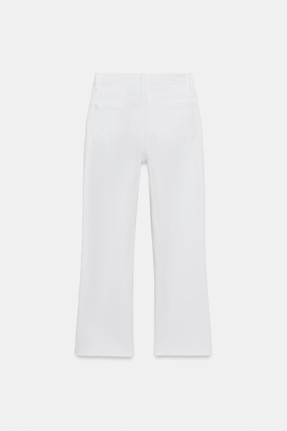 ZARA ДЖИНСЫ TRF CROPPED FLARE С ВЫСОКОЙ ПОСАДКОЙ, БЕЛЫЙ