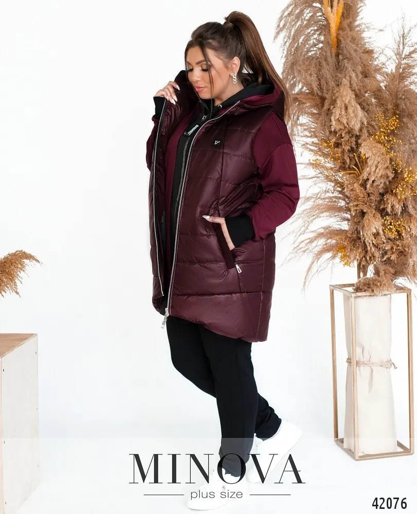 Спортивный костюм 3ка №17-229-марсала-черный Minova