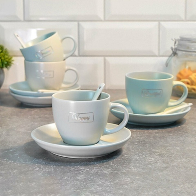 Чайный набор на 4 персоны 180мл с ложками "Элитный вкус"