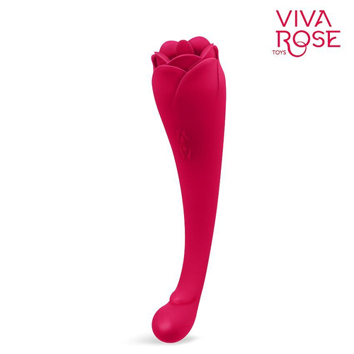 Двусторонний вибростимулятор Bior toys VIVA ROSE, язычок, 19 см