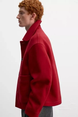 ZARA Х HARRY LAMBERT ШЕРСТЯНАЯ КОРОТКАЯ КУРТКА, КРАСНЫЙ