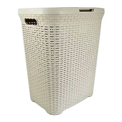 Корзина для белья 60л. с крышкой Ротанг (латте)