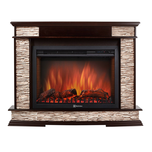 Портал Firelight Scala 30 камень сланец скалистый бурый, шпон тёмный дуб